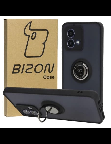 Bizon Case Hybrid Ring Motorola Moto G84 5G smoky with a black frame