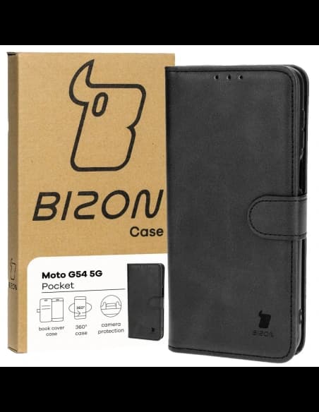 Etui s klopou Bizon Case Pocket pro Motorola Moto G54 5G černé