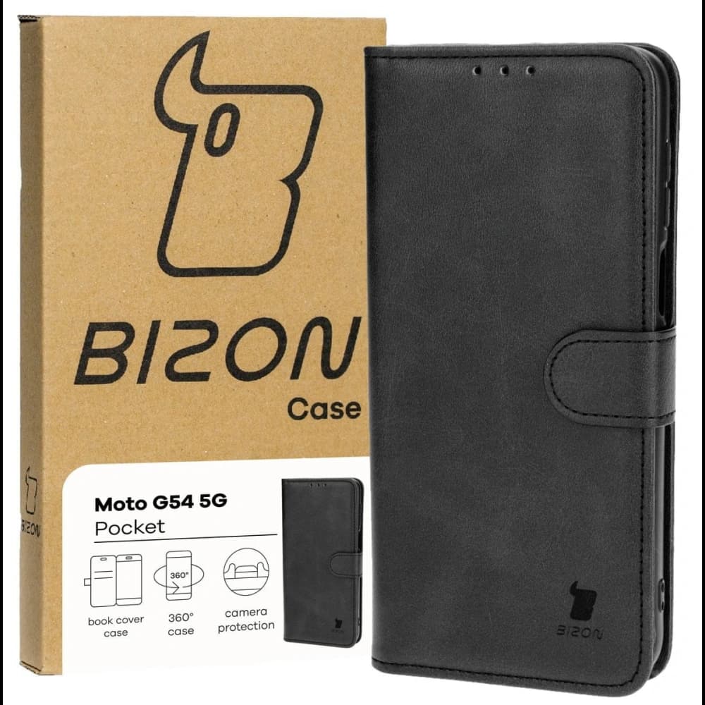 Etui s klopou Bizon Case Pocket pro Motorola Moto G54 5G černé