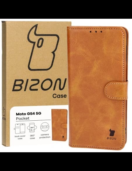 Etui z klapką Bizon Case Pocket do Motorola Moto G54 5G hnědé