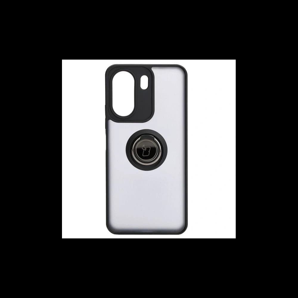 Etui s úchytem na prst Bizon Case Hybrid Ring do Xiaomi Redmi 13C / Xiaomi Poco C65 kouřové s černým rámem - 2