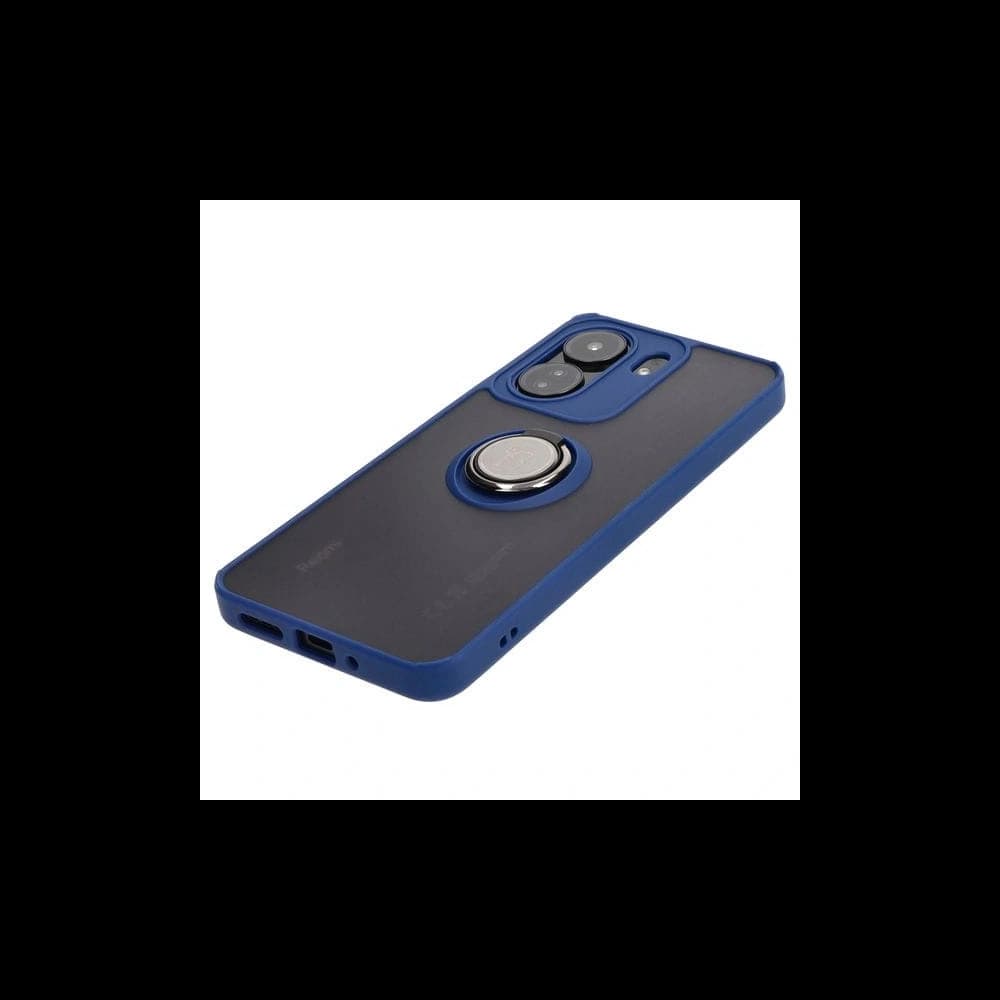 Etui s úchopem na prst Bizon Case Hybrid Ring pro Xiaomi Redmi 13C / Xiaomi Poco C65 kouřové s námořnickým rámem - 3