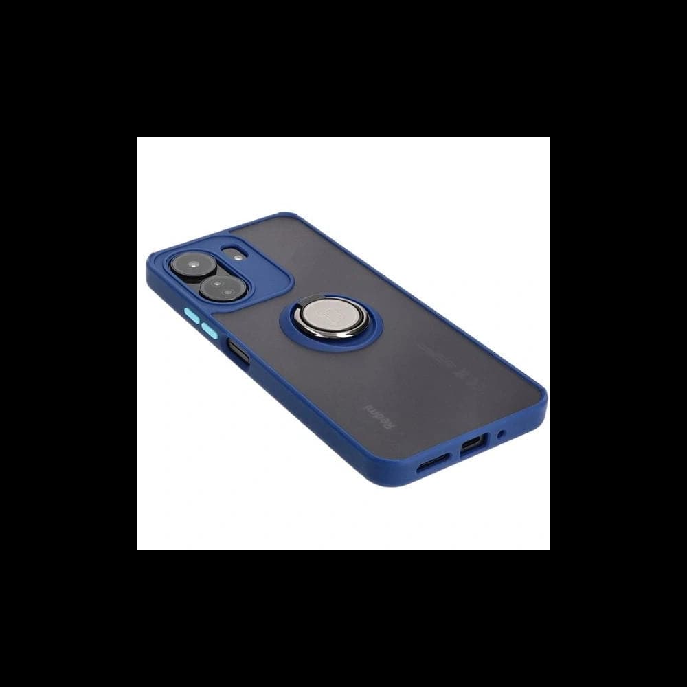 Etui s úchopem na prst Bizon Case Hybrid Ring pro Xiaomi Redmi 13C / Xiaomi Poco C65 kouřové s námořnickým rámem - 4