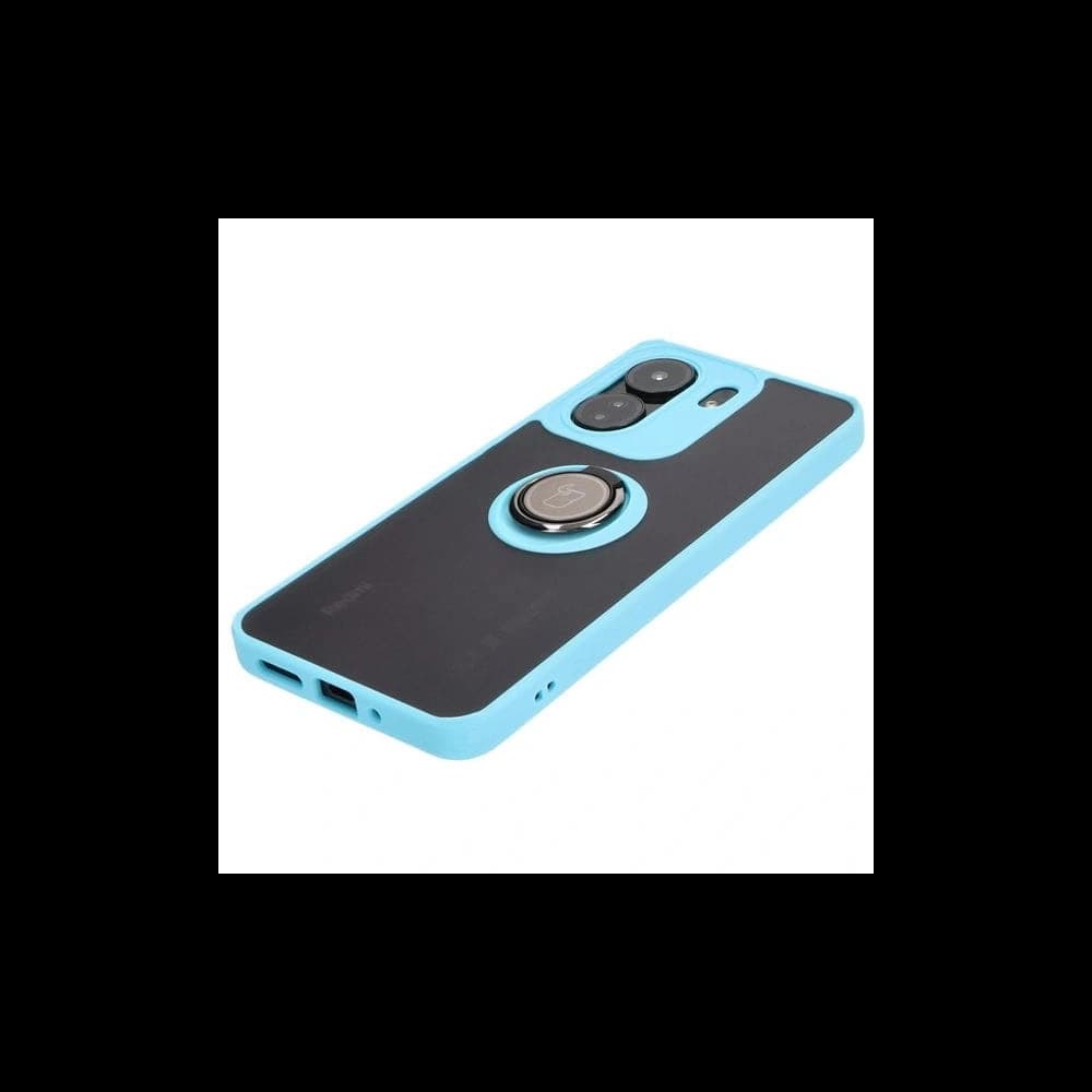 Bizon Case Hybrid Ring Xiaomi Redmi 13C / Xiaomi Poco C65 rauchig mit einem hellblauen Rahmen - 3