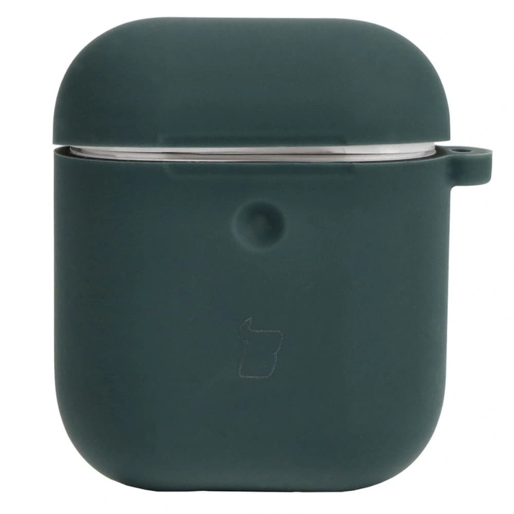 Etui Bizon Case na sluchátka silikonové pro AirPods 1/2 tmavě zelené - 2