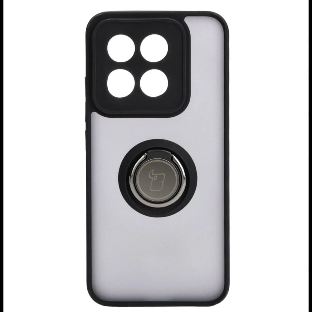 Etui s úchopem na prst Bizon Case Hybrid Ring pro Xiaomi 14 kouřové s černým rámečkem - 2