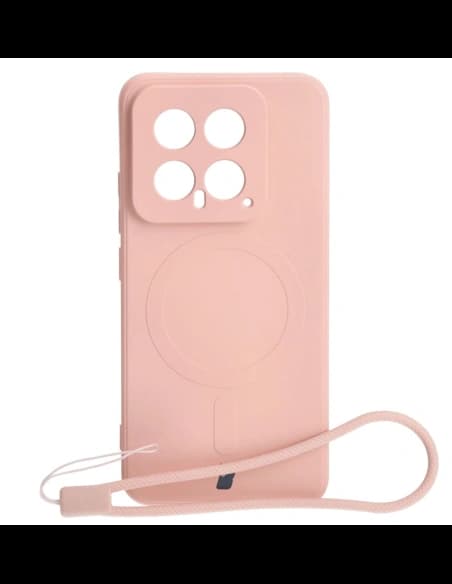 Etui Bizon Case Silicone Magnetic Sq do Xiaomi 14 světlé růžové