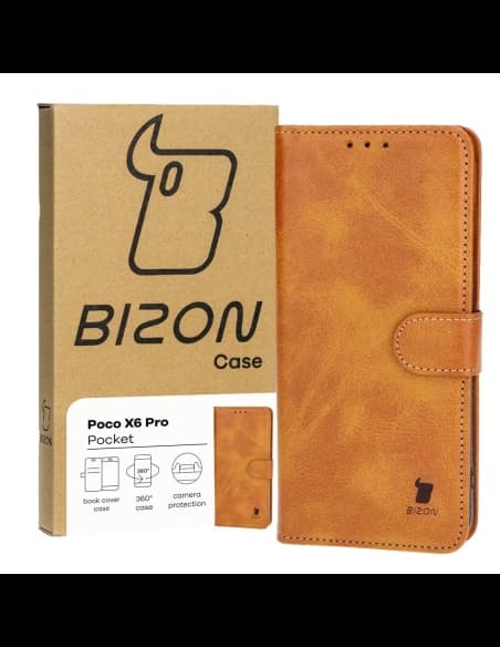 Etui z klapką Bizon Case Pocket do Xiaomi Poco X6 Pro hnědé