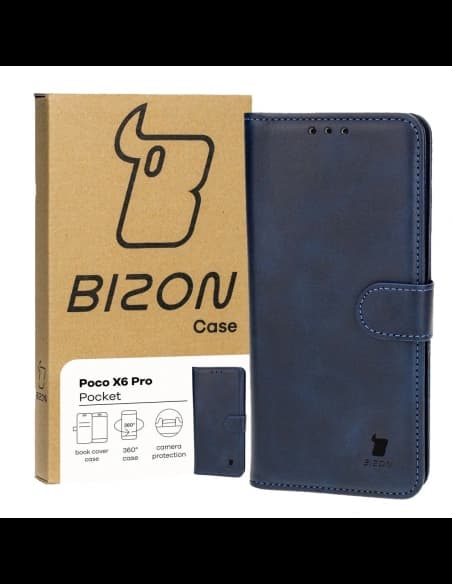 Etui s klopou Bizon Case Pocket pro Xiaomi Poco X6 Pro modré