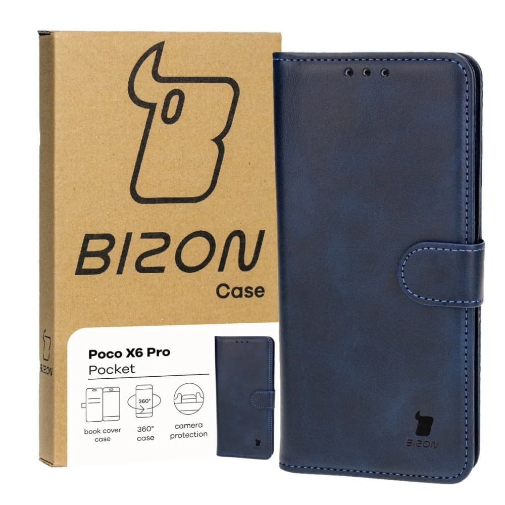 Etui s klopou Bizon Case Pocket pro Xiaomi Poco X6 Pro modré