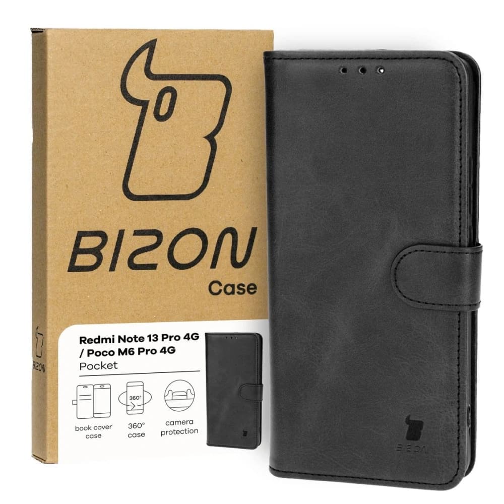 Bizon Case Pocket Xiaomi Poco M6 Pro 4G / Xiaomi Redmi Note 13 Pro 4G negru