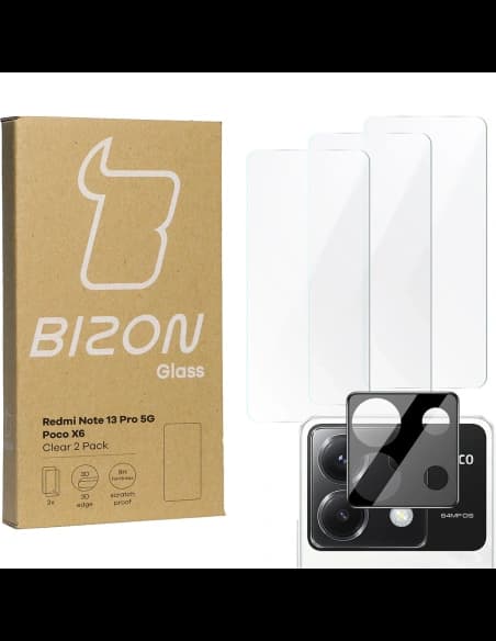 BIZON Clear 3x screen glass + camera glass Xiaomi Poco X6 / Redmi Note 13 Pro 5G