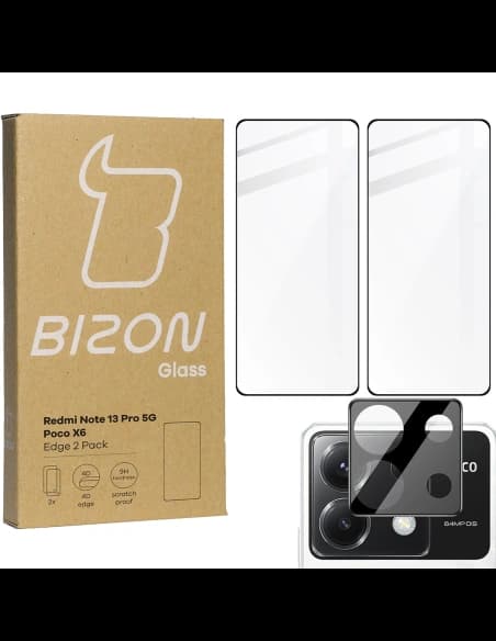 BIZON Edge 2x screen glass + camera glass Xiaomi Poco X6 / Redmi Note 13 Pro 5G