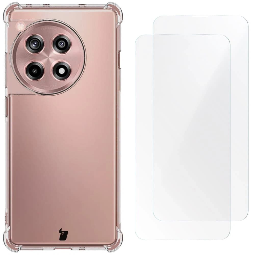 Bizon Case Clear Pack tok + 2x kijelzőfólia OnePlus 12R átlátszó