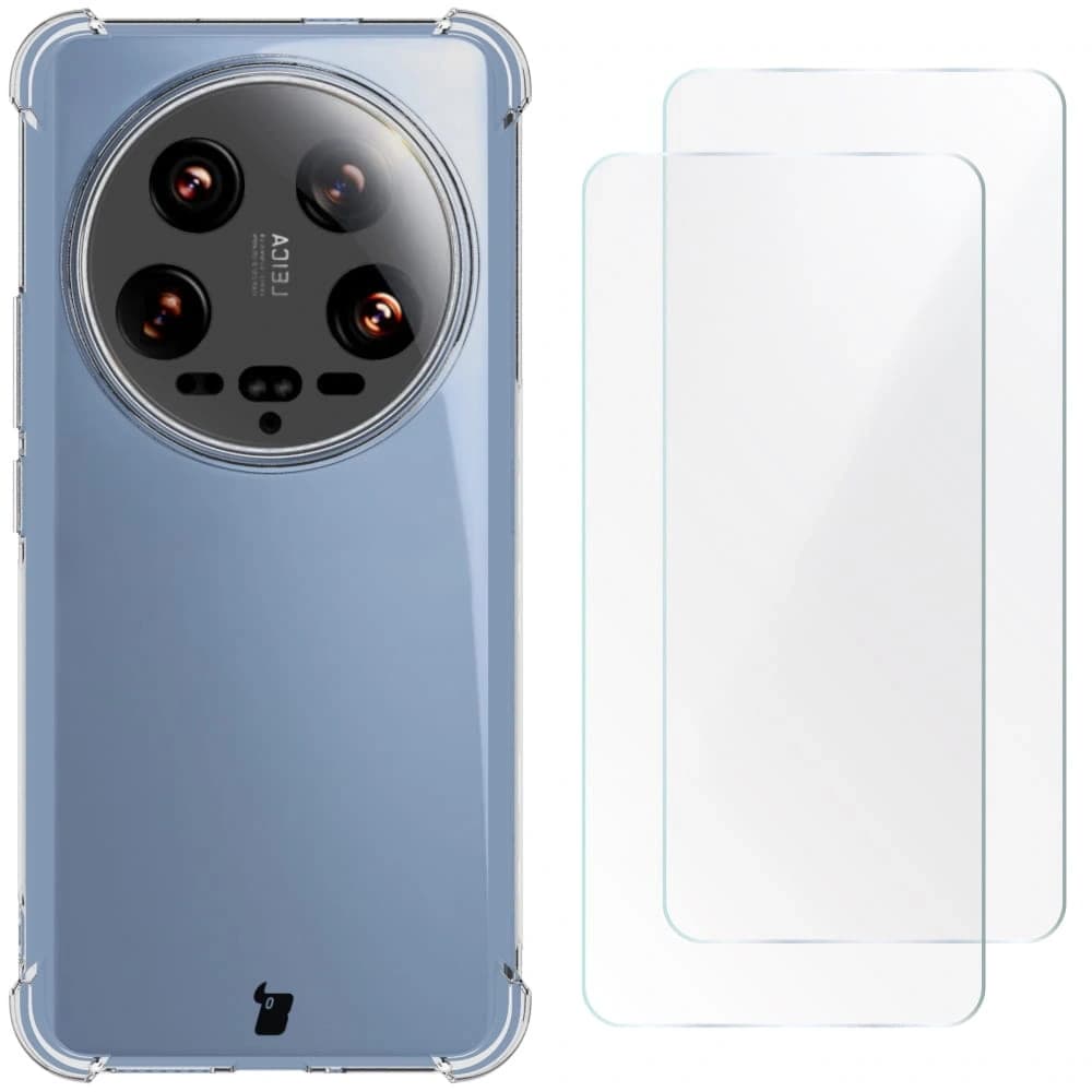 Bizon Case Clear Pack tok + 2x kijelzőfólia Xiaomi 14 Ultra tiszta