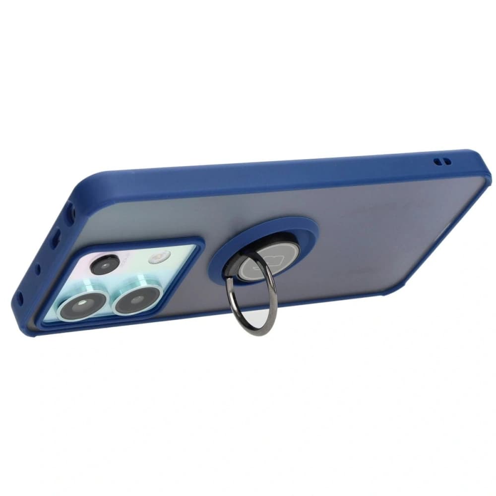Bizon Case Hybrid Ring Xiaomi Poco X6 / Xiaomi Redmi Note 13 Pro 5G smoky with a navy blue frame - 5