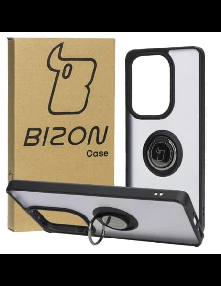 Bizon Case Hybrid Ring Xiaomi Poco M6 Pro 4G / Xiaomi Redmi Note 13 Pro 4G fumuriu cu un cadru negru