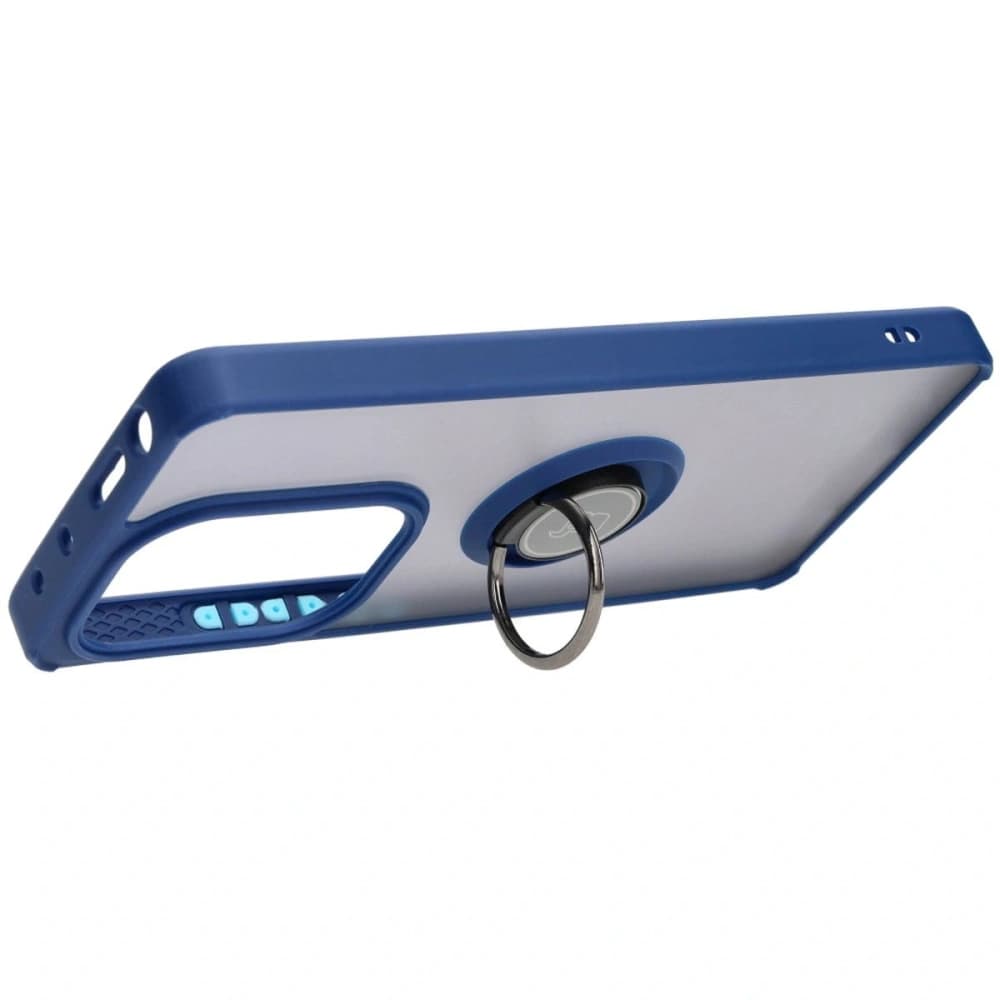 Bizon Case Hybrid Ring Xiaomi Poco M6 Pro 4G / Xiaomi Redmi Note 13 Pro 4G fumuriu cu un cadru albastru închis - 5