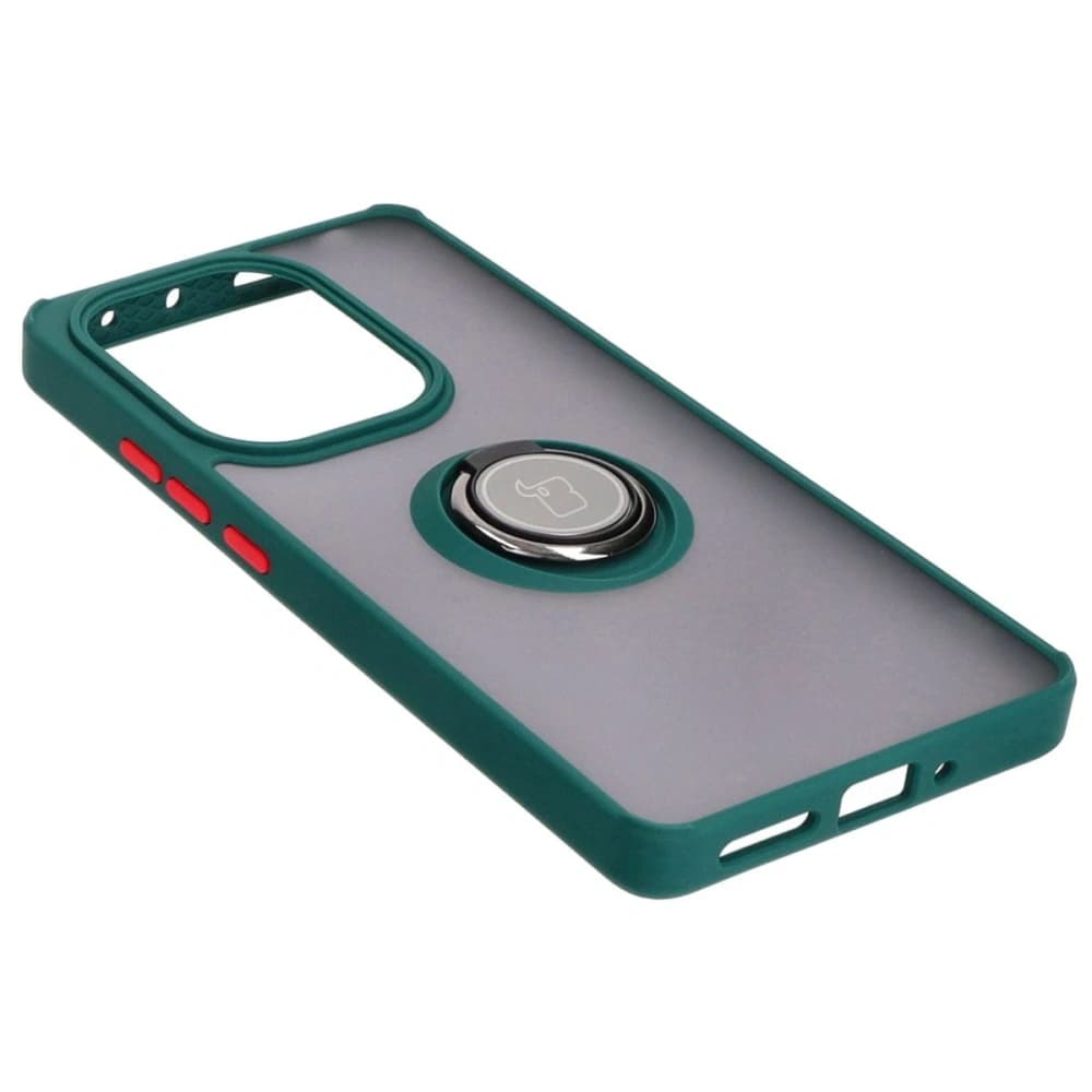 Bizon Case Hybrid Ring Xiaomi Poco M6 Pro 4G / Xiaomi Redmi Note 13 Pro 4G fumuriu cu un cadru verde închis - 4
