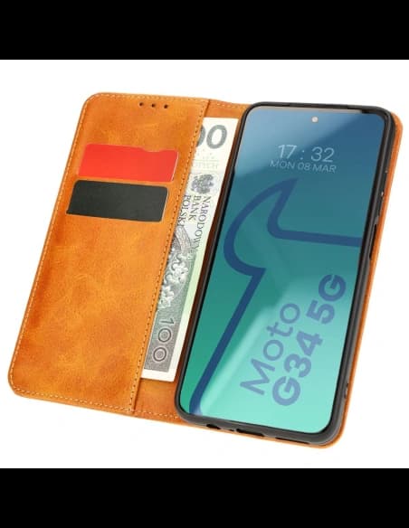 Etui s klopou Bizon Case Pocket Pro pro Motorola Moto G34 5G hnědé