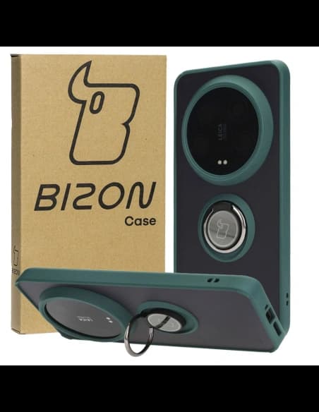 Bizon Case Hybrid Ring Xiaomi 14 Ultra füstös sötétzöld kerettel