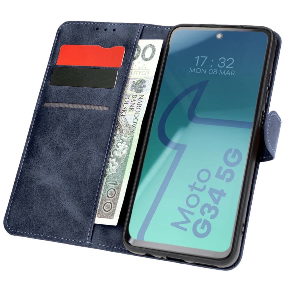 Etui z klapką Bizon Case Pocket do Motorola Moto G34 5G modré