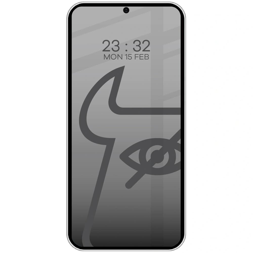 Prywatyzující tvrzené sklo Bizon Glass Edge Shadow pro Samsung Galaxy S25/S24 z černým rámečkem. - 3