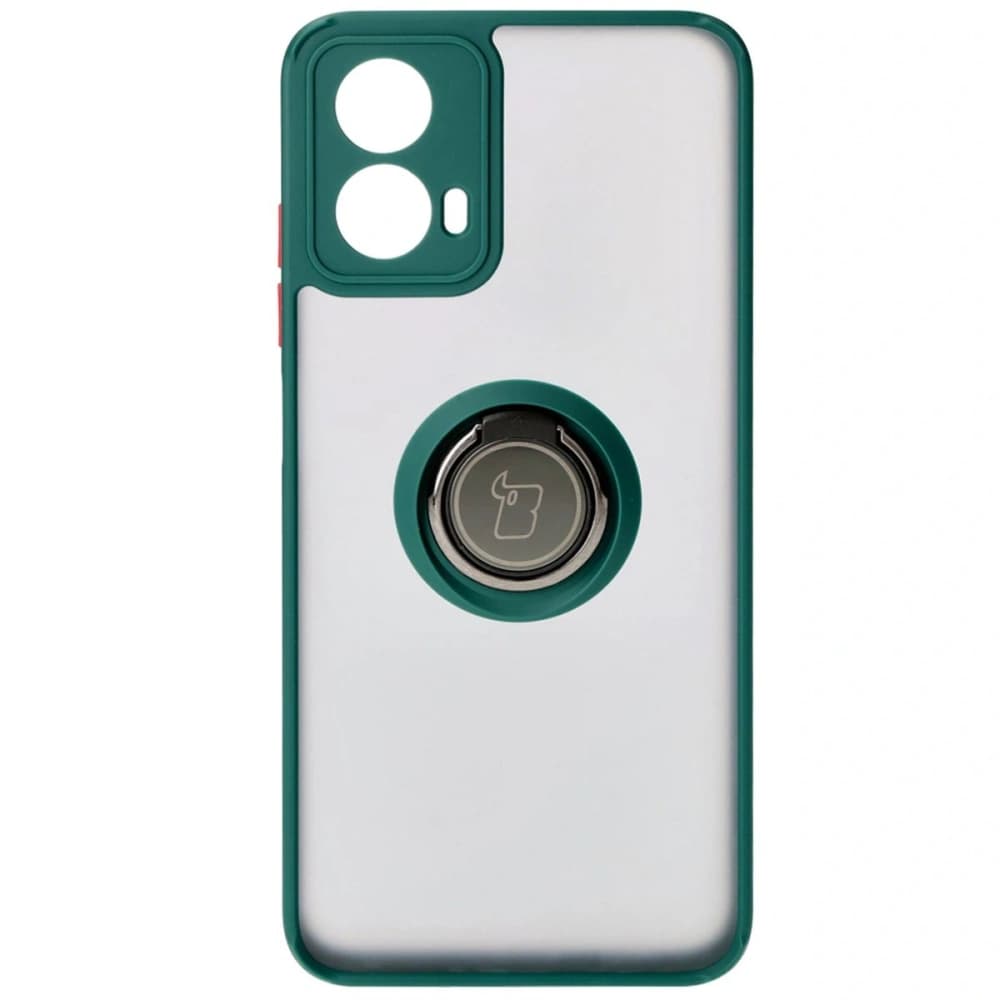 Etui z uchwytem na palec Bizon Case Hybrid Ring do Motorola Moto G34 5G kouřové s tmavě zeleným rámem - 2