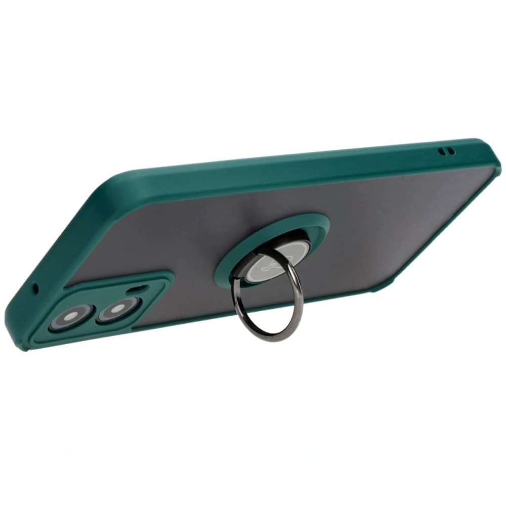 Etui z uchwytem na palec Bizon Case Hybrid Ring do Motorola Moto G34 5G kouřové s tmavě zeleným rámem - 5
