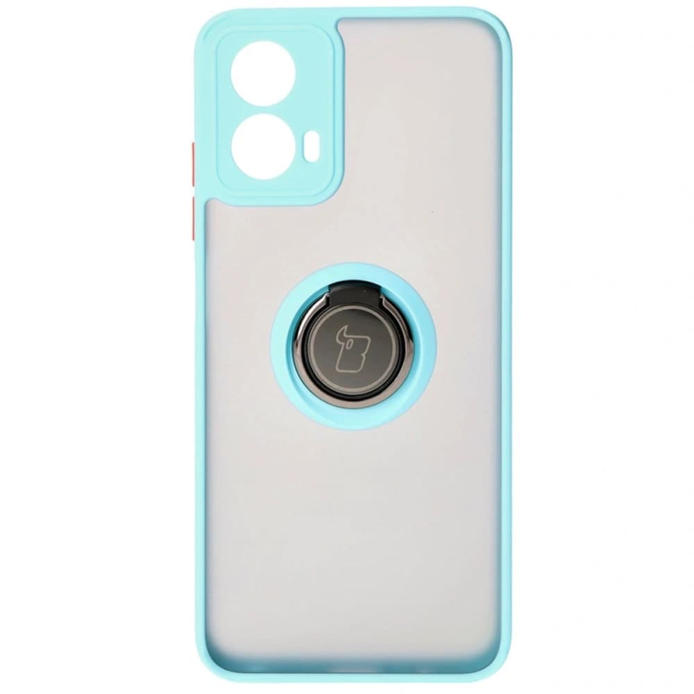 Etui z uchwytem na palec Bizon Case Hybrid Ring do Motorola Moto G34 5G kouřové s jasně modrým rámem - 2
