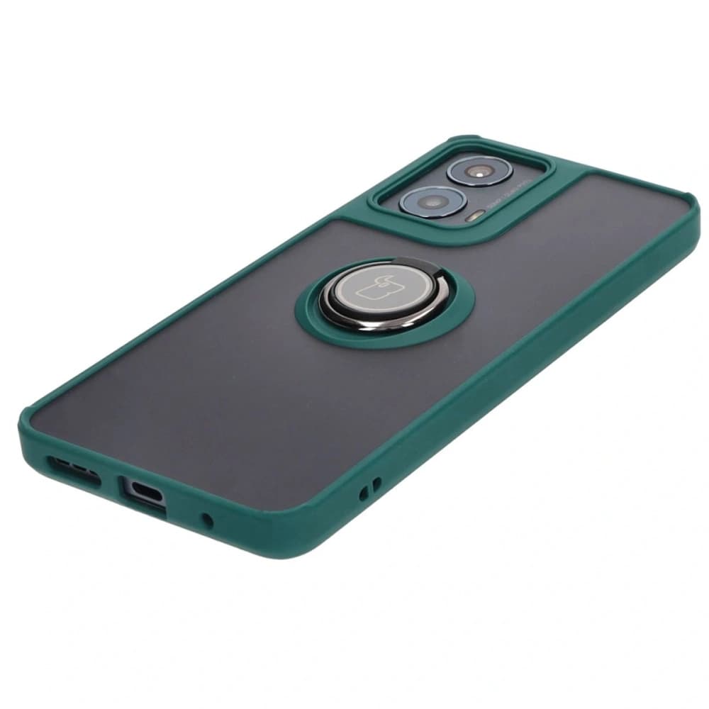 Bizon Case Hybrid Ring Motorola Moto G04 / G24 / G24 Power smoky with a dark green frame - 2