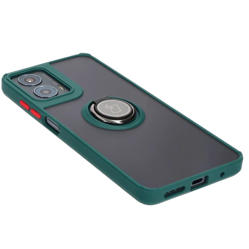 Bizon Case Hybrid Ring Motorola Moto G04 / G24 / G24 Power smoky with a dark green frame - 3