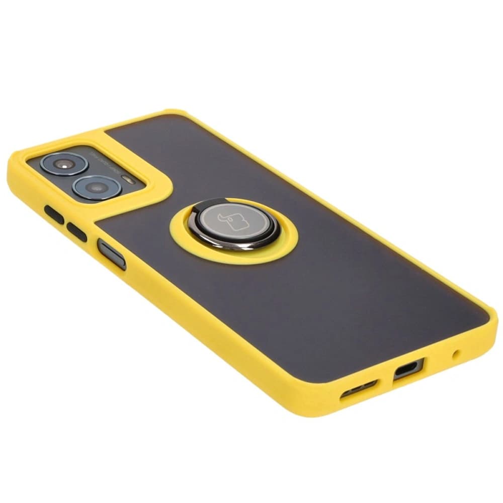 Bizon Case Hybrid Ring Motorola Moto G04 / G24 / G24 Power smoky with a yellow frame - 4