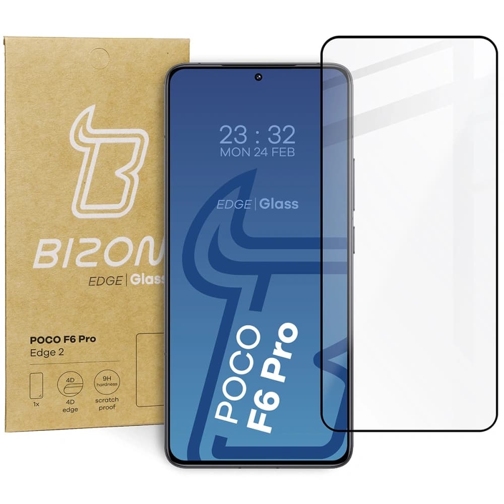 Tvrzené sklo Bizon Glass Edge 2 pro Xiaomi Poco F6 Pro černé