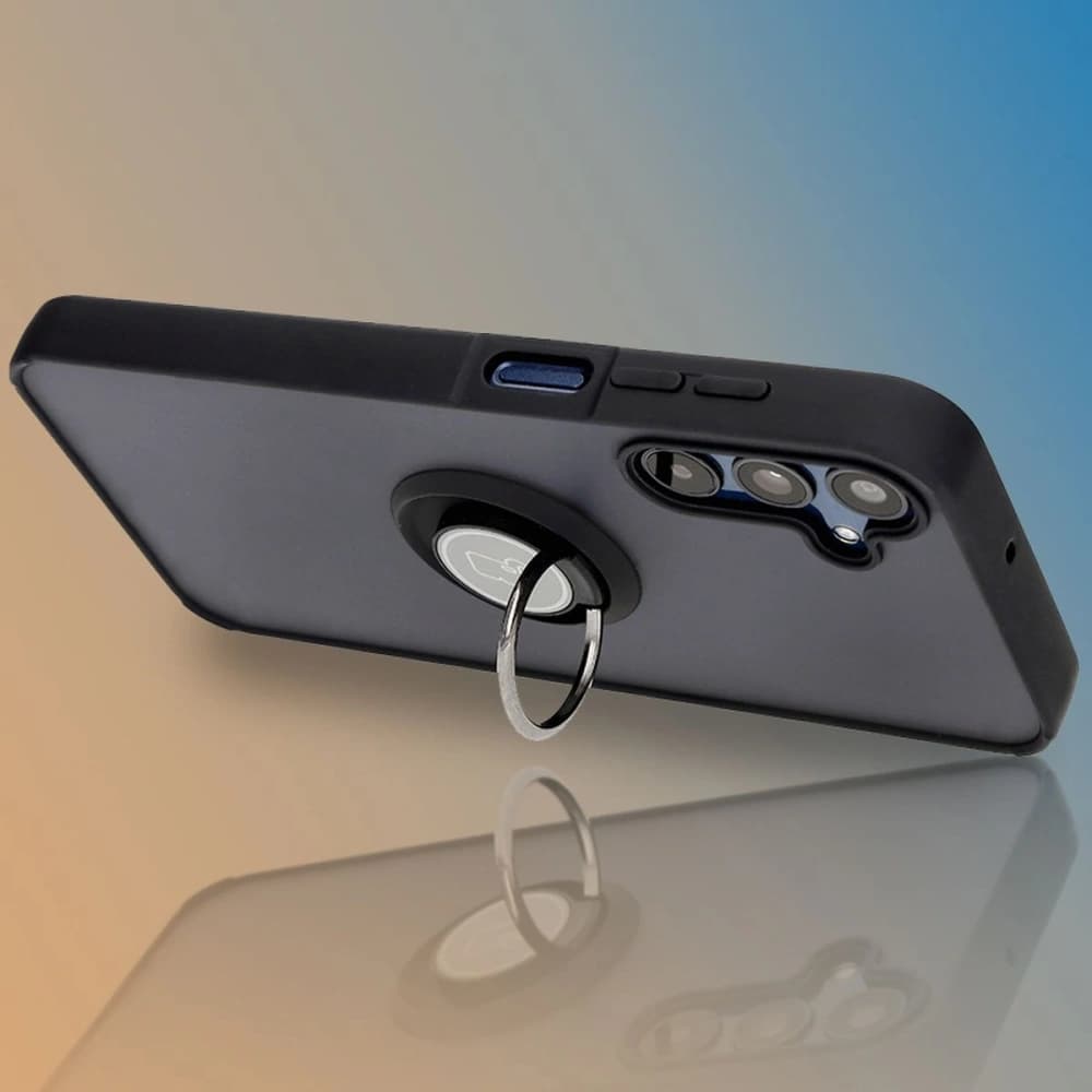 Etui z uchwytem na palec Bizon Case Hybrid Ring do Samsung Galaxy M15 5G kouřové s černým rámem - 9