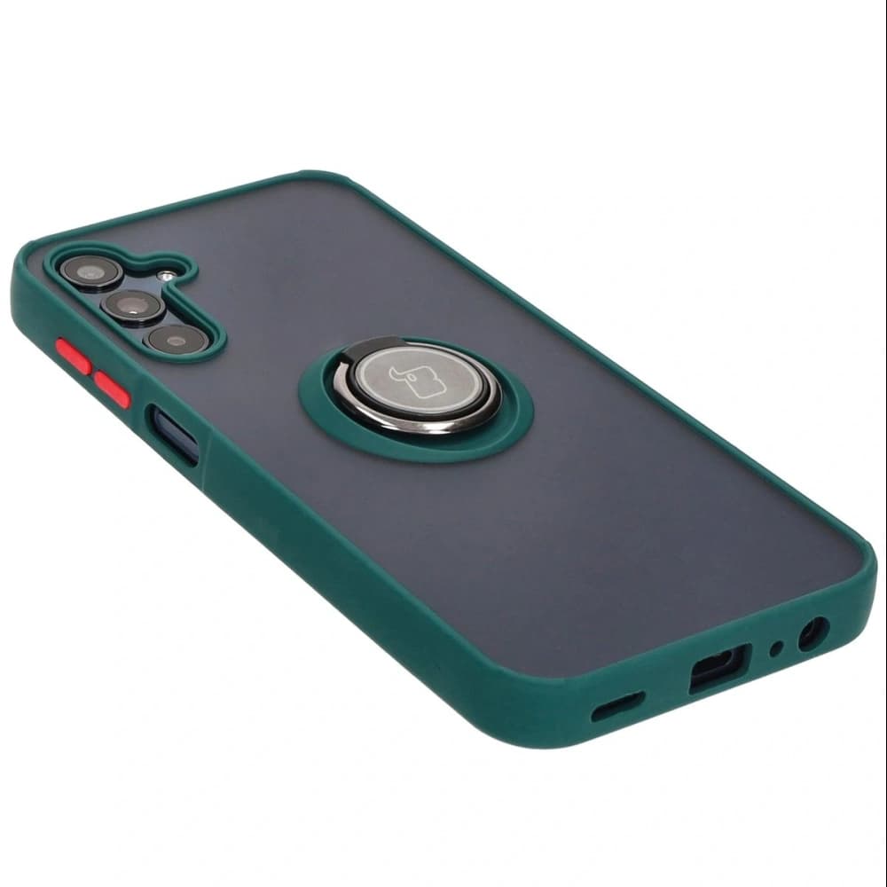 Etui z uchwytem na palec Bizon Case Hybrid Ring do Samsung Galaxy M15 5G kouřové s tmavě zeleným rámem - 4