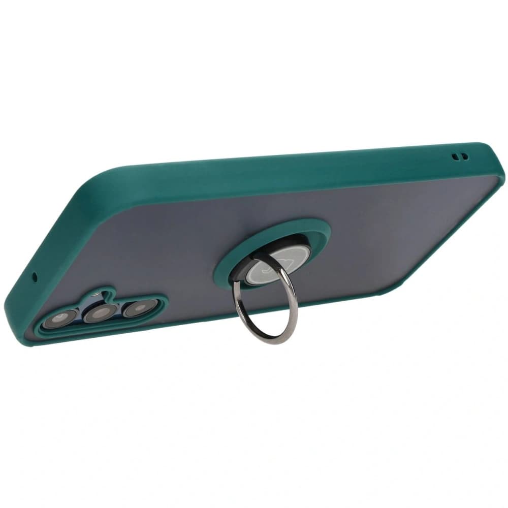 Etui z uchwytem na palec Bizon Case Hybrid Ring do Samsung Galaxy M15 5G kouřové s tmavě zeleným rámem - 5