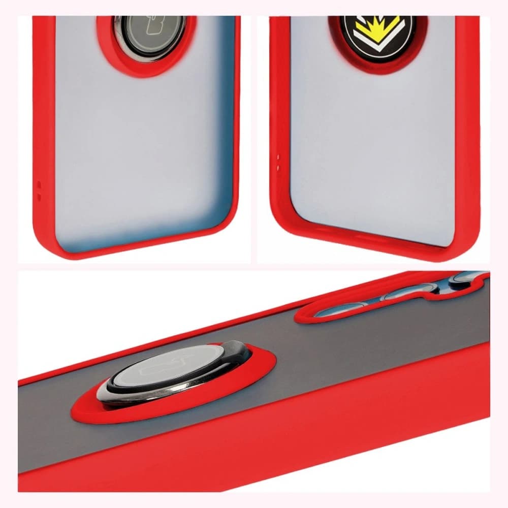 Etui s úchopem na prst Bizon Case Hybrid Ring do Samsung Galaxy M15 5G kouřové s červeným rámečkem - 6