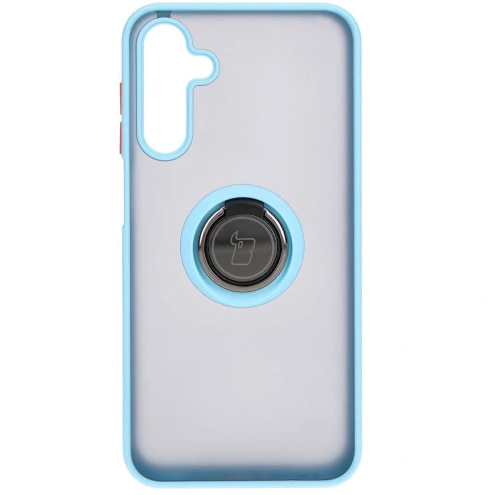 Etui s úchytem na prst Bizon Case Hybrid Ring do Samsung Galaxy M15 5G kouřové s jasně modrým rámečkem - 2