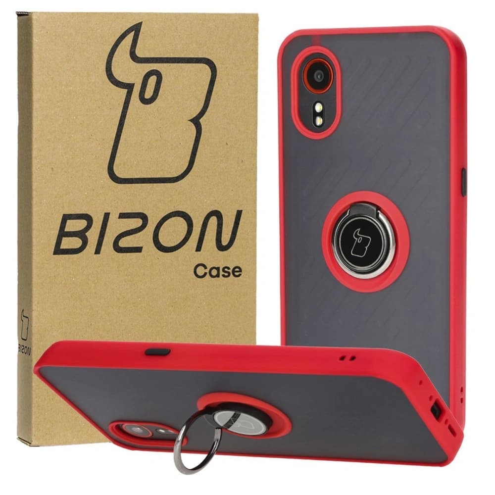 Bizon Case Hybrid Ring Samsung Galaxy Xcover7 fumurie cu un cadru roșu