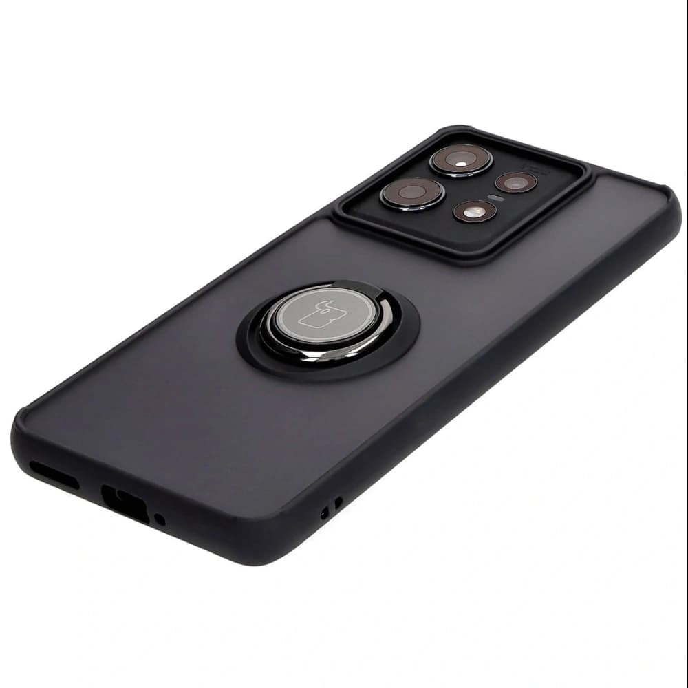 Bizon Case Hybrid Gyűrű Motorola Edge 50 Pro füstös színben, fekete kerettel - 3