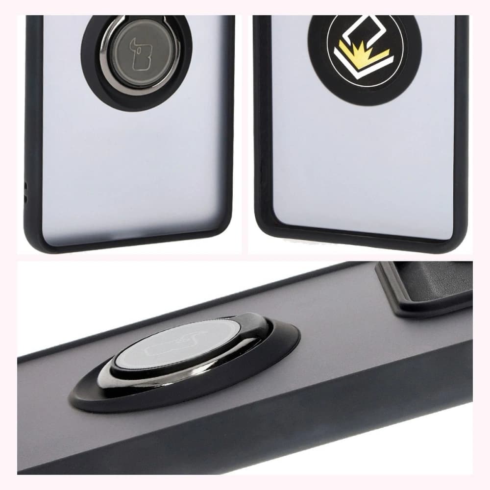 Bizon Case Hybrid Gyűrű Motorola Edge 50 Pro füstös színben, fekete kerettel - 6