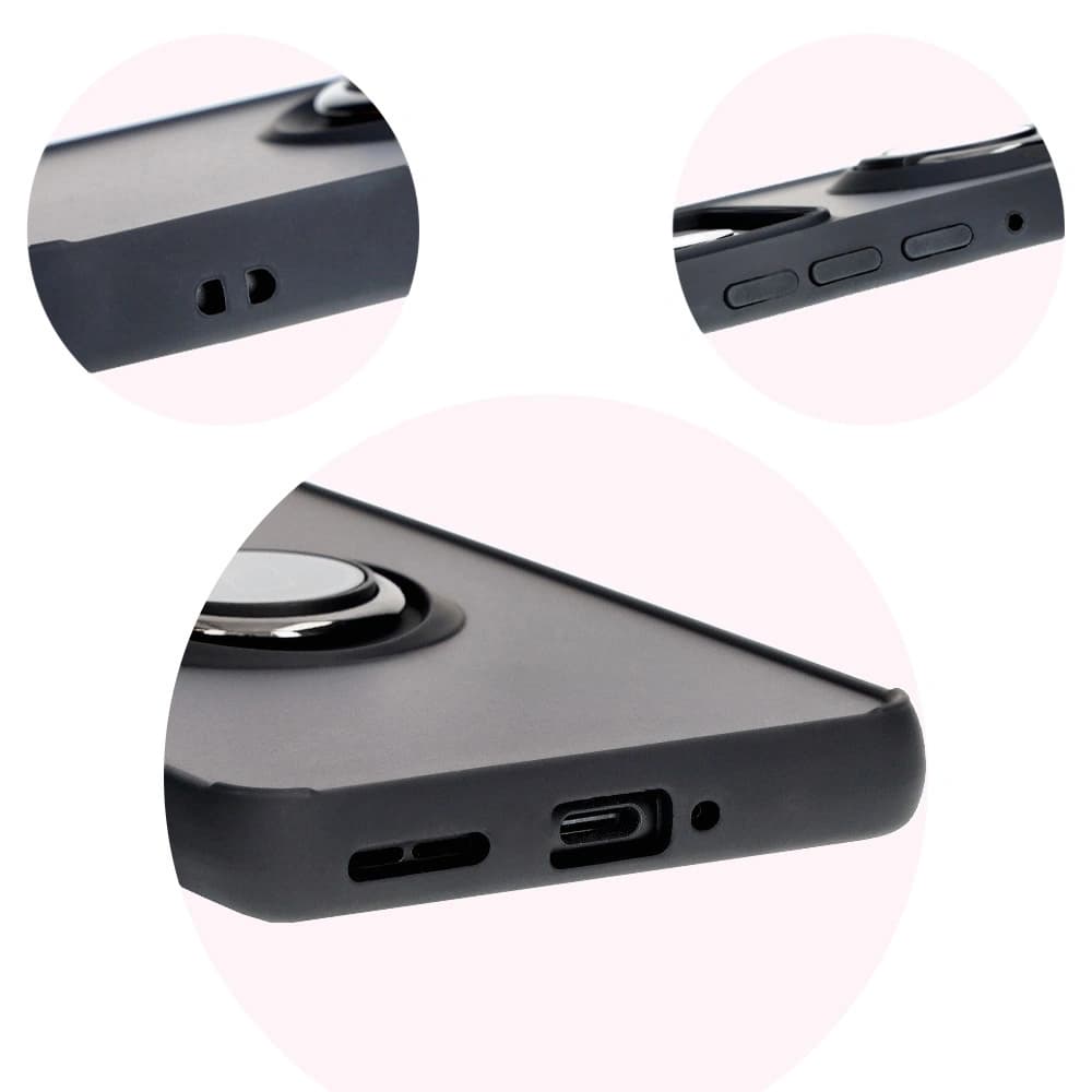 Bizon Case Hybrid Gyűrű Motorola Edge 50 Pro füstös színben, fekete kerettel - 8