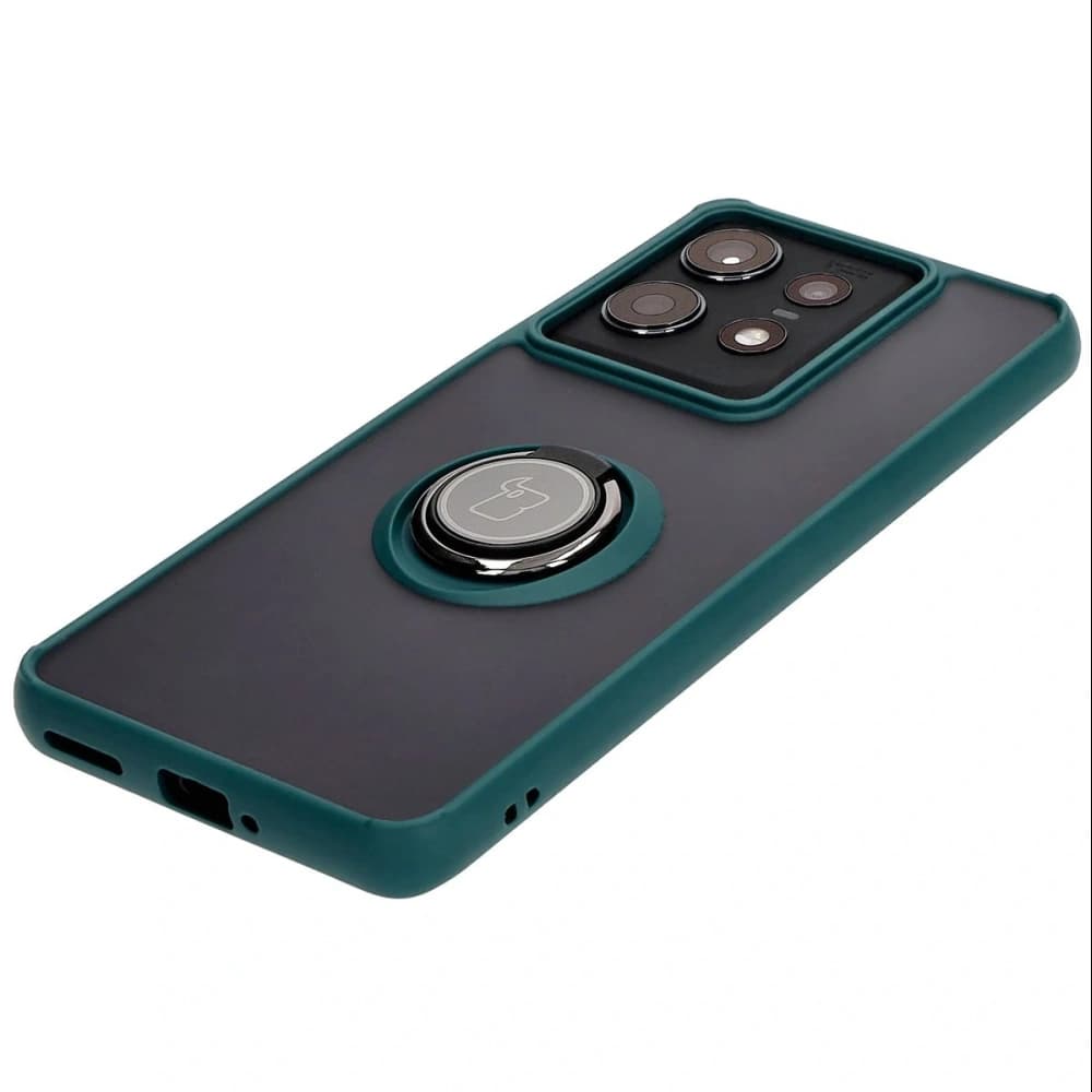 Bizon Case Hybrid Gyűrű Motorola Edge 50 Pro füstös színben, sötétzöld kerettel - 3
