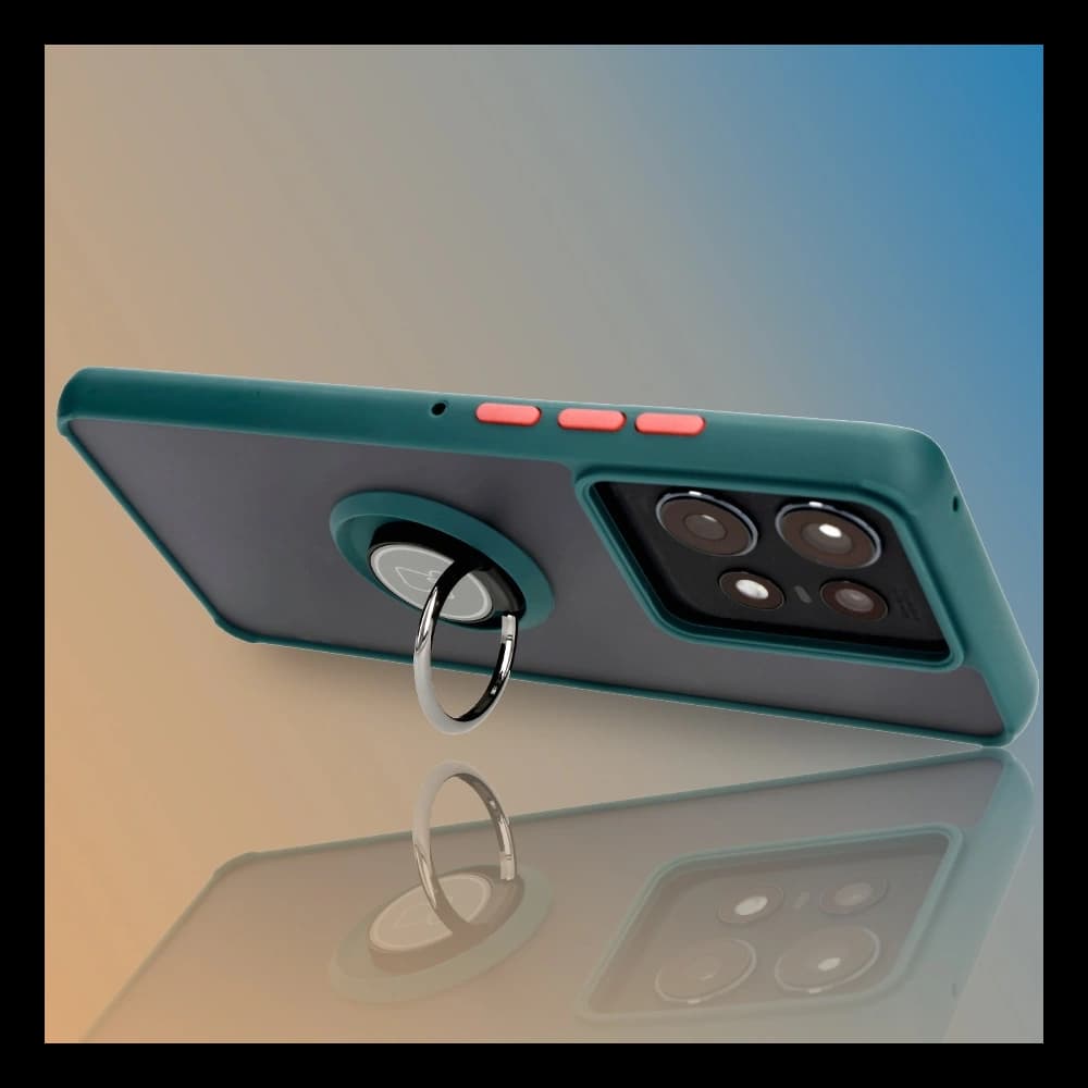 Bizon Case Hybrid Gyűrű Motorola Edge 50 Pro füstös színben, sötétzöld kerettel - 9