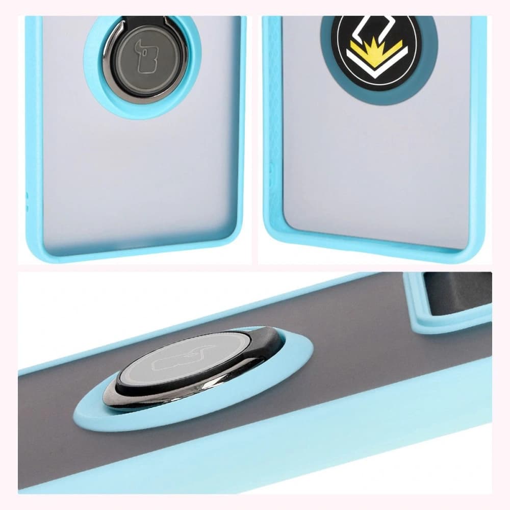 Bizon Case Hybrid Gyűrű Motorola Edge 50 Pro füstös színben, világoskék kerettel - 6