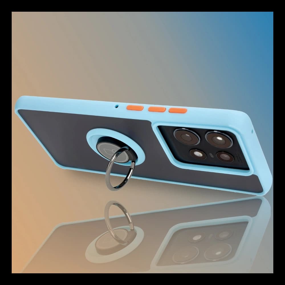 Bizon Case Hybrid Gyűrű Motorola Edge 50 Pro füstös színben, világoskék kerettel - 9