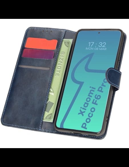 Etui s klopou Bizon Case Pocket pro Xiaomi Poco F6 Pro modré