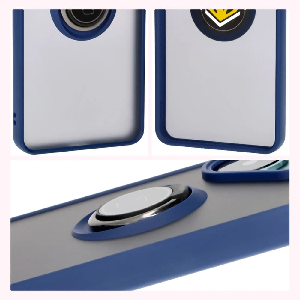 Bizon Case Hybrid Ring Xiaomi Poco F6 rauchig mit einem marineblauen Rahmen - 6