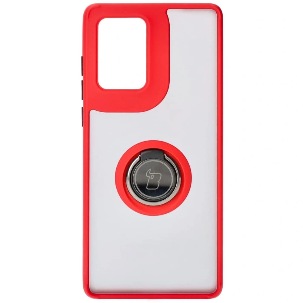 Bizon Case Hybrid Ring Motorola Edge 50 Fusion smoky with a red frame - 2